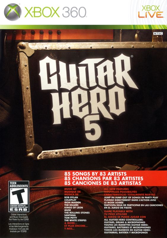 Guitar Hero 5 Wireless Guitar Controller box art for Xbox 360